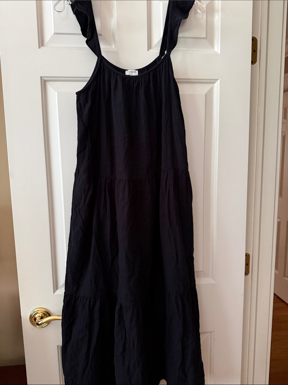 J. Crew Factory Black Ruffle Strap Tiered Maxi Dress